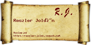 Reszler Jolán névjegykártya