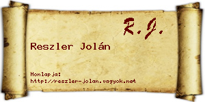 Reszler Jolán névjegykártya